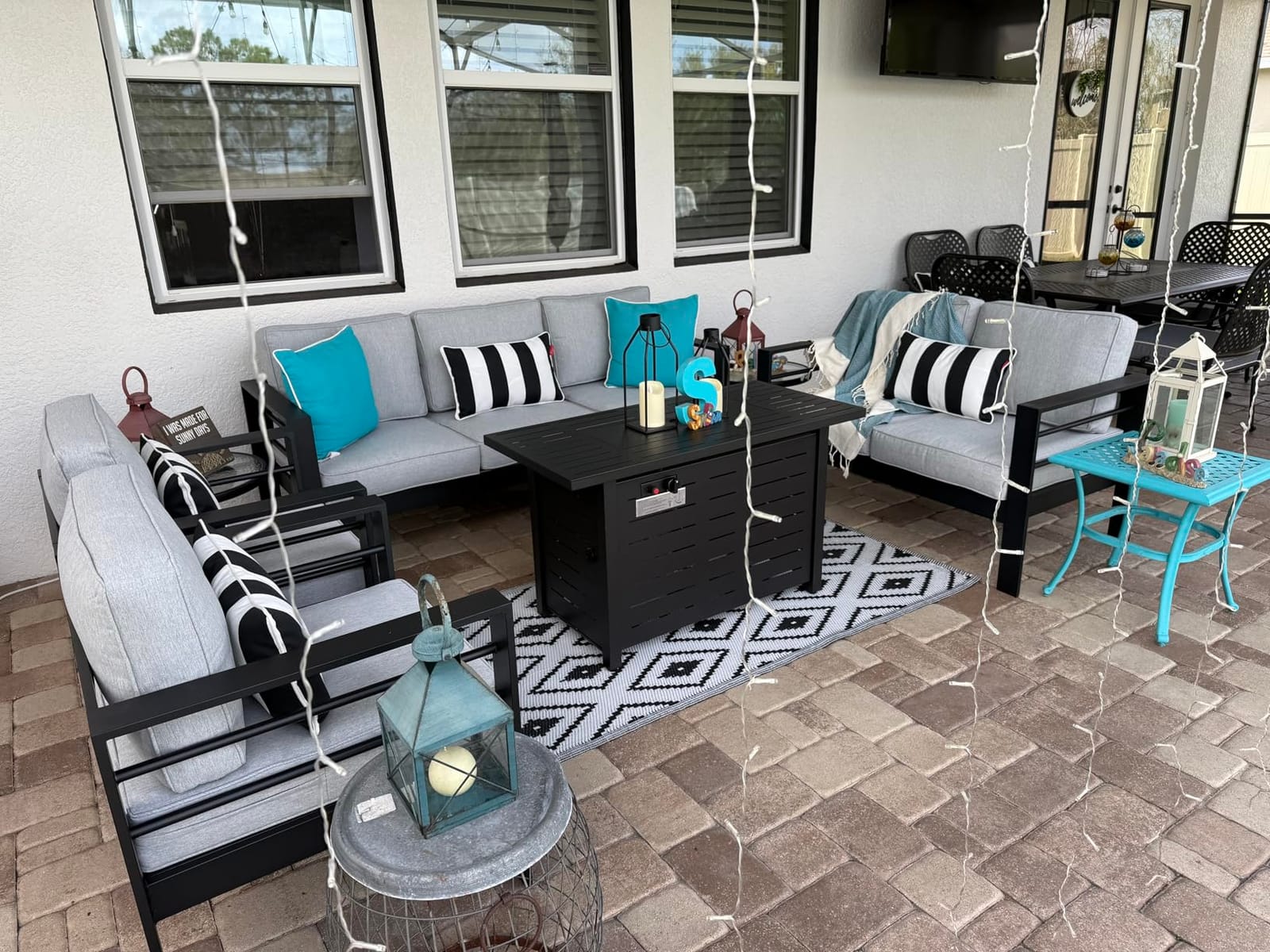5 Pieces Modern Aluminum Patio Furniture Set, Outdoor Conversation Sets Metal Sectional Sofa with Coffee Table customer photo 1