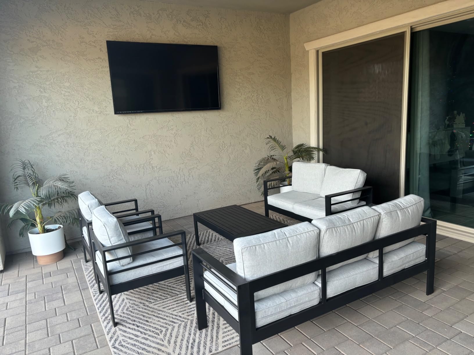 5 Pieces Modern Aluminum Patio Furniture Set, Outdoor Conversation Sets Metal Sectional Sofa with Coffee Table customer photo 2