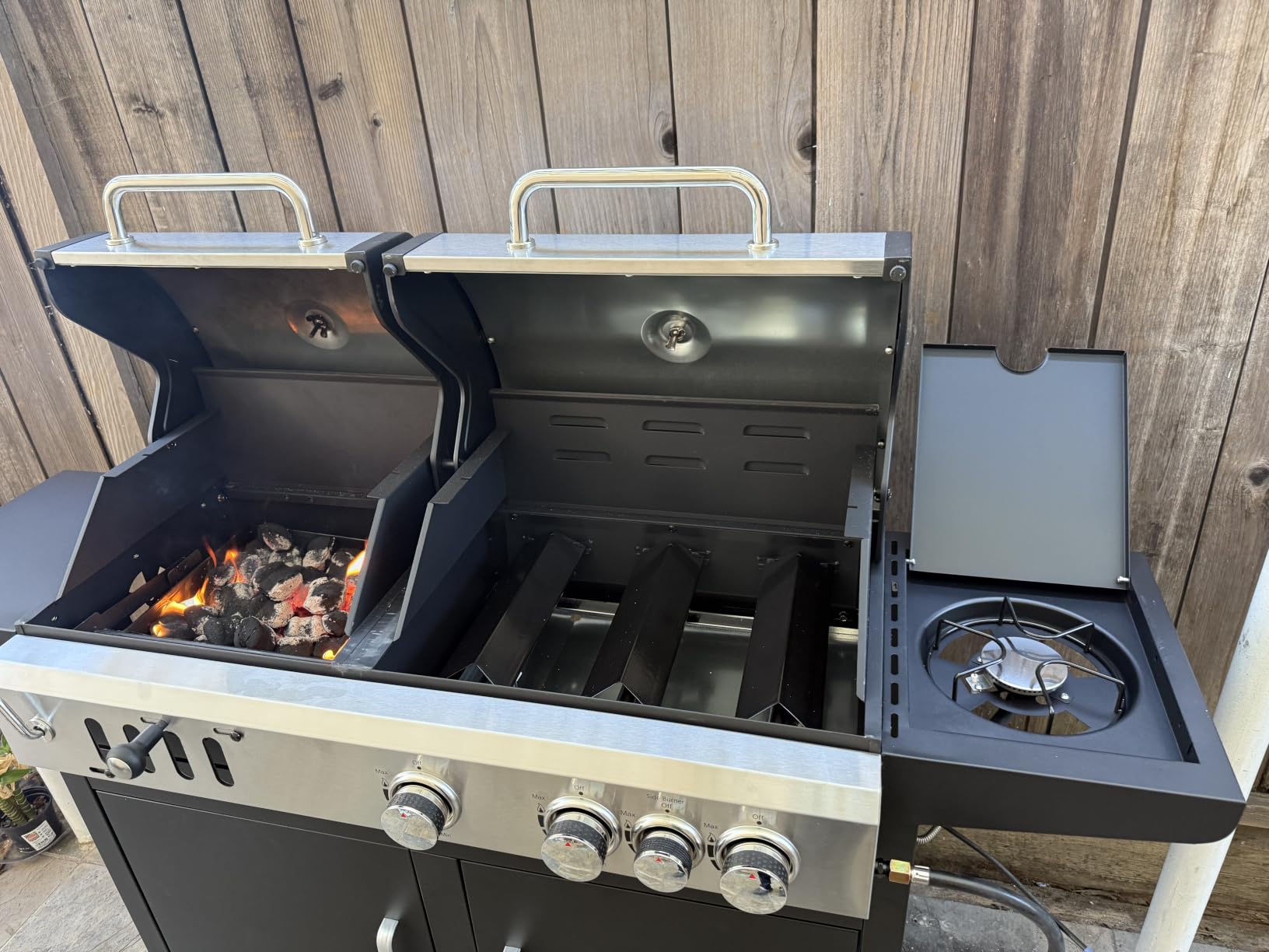 Sophia & William Charcoal and Gas Grill Combo with Side Burner, Dual Fuel customer photo 1