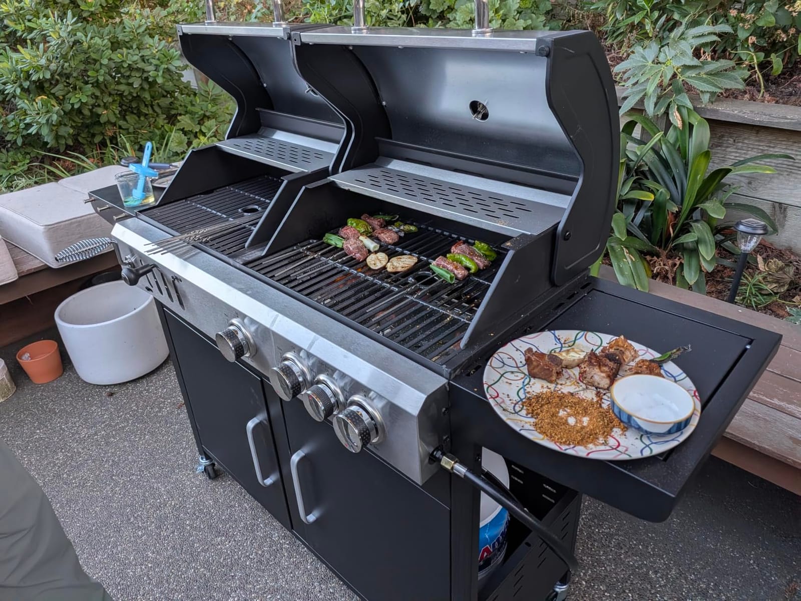 Sophia & William Charcoal and Gas Grill Combo with Side Burner, Dual Fuel customer photo 2