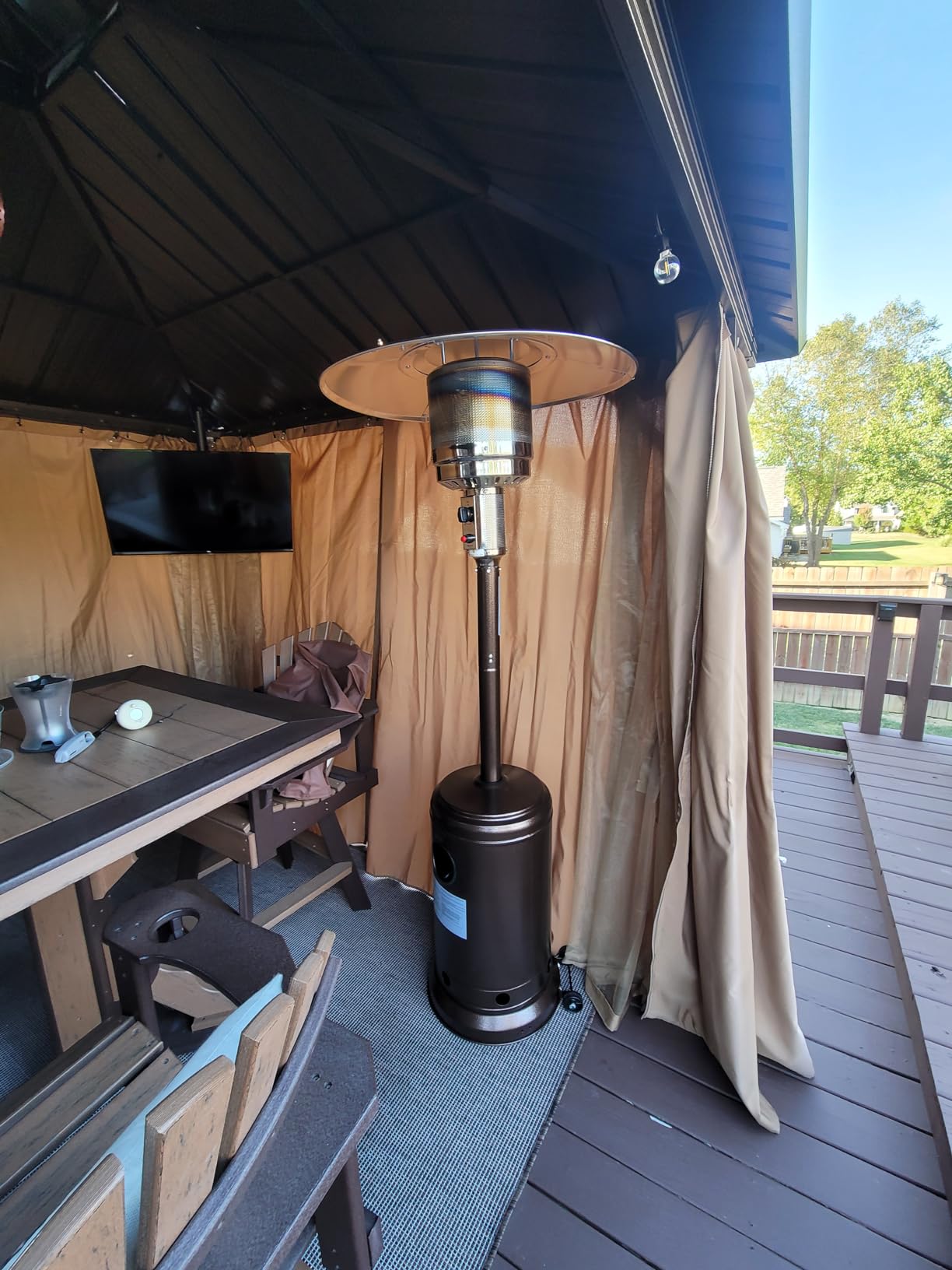 Hykolity 50,000 BTU Propane Patio Heater, Stainless Steel Burner with Wheels, Table Design, Triple Protection System Outdoor Heaters for Garden, Patio, Commercial and Residential, Brown customer photo 2