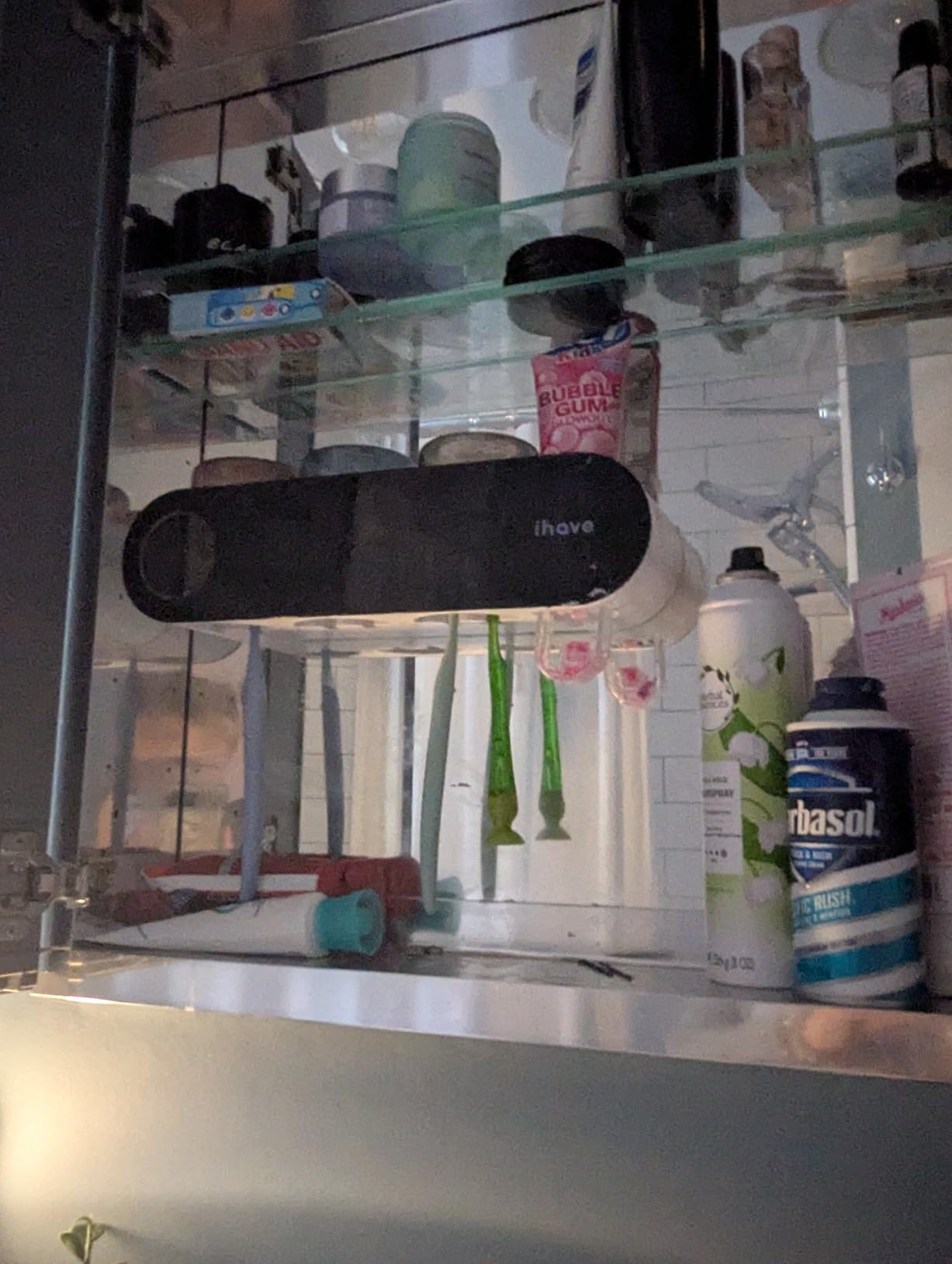 iHave UV Toothbrush Sanitizer Holder Wall Mount Toothpaste Dispenser, 3-Cup customer photo 2