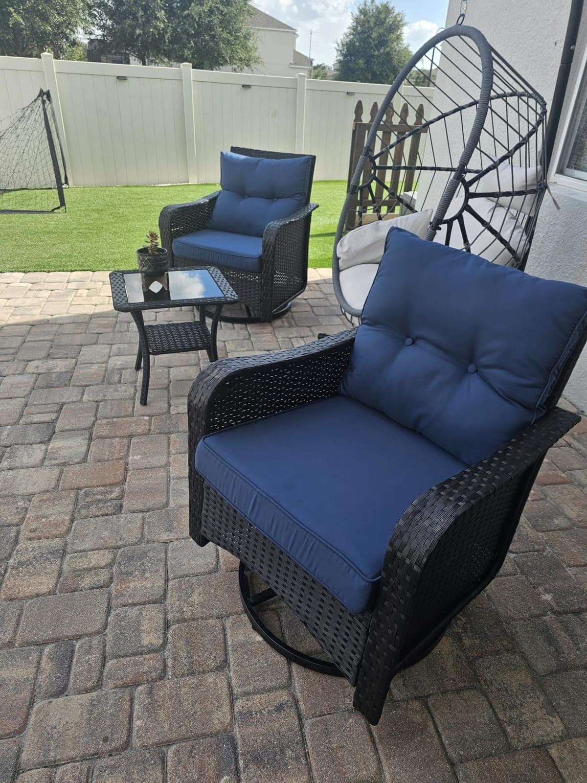 11 Pieces Patio Furniture Set with 2 Swivel Chairs Patio Furniture Outdoor Sectional Sofas with 55000 Gas Fire Pit Patio Conversation Set w/7 Cushions customer photo 1