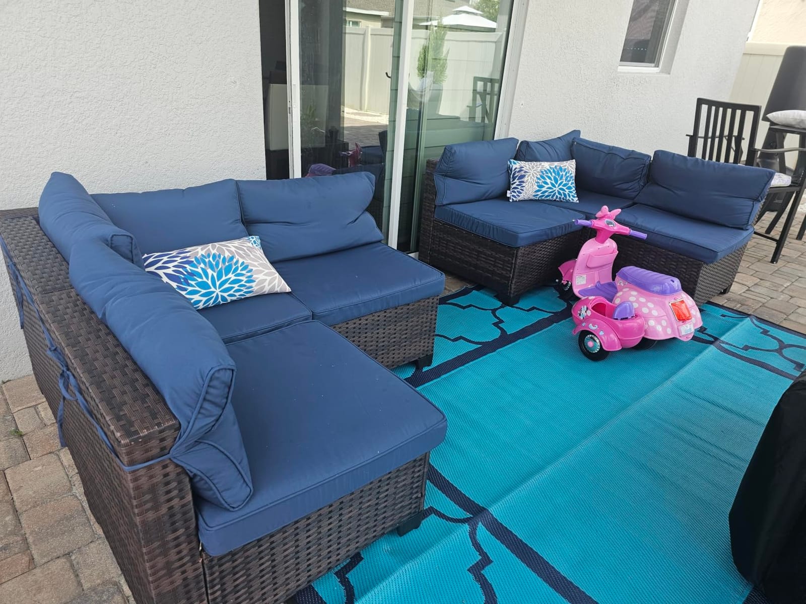 11 Pieces Patio Furniture Set with 2 Swivel Chairs Patio Furniture Outdoor Sectional Sofas with 55000 Gas Fire Pit Patio Conversation Set w/7 Cushions customer photo 2