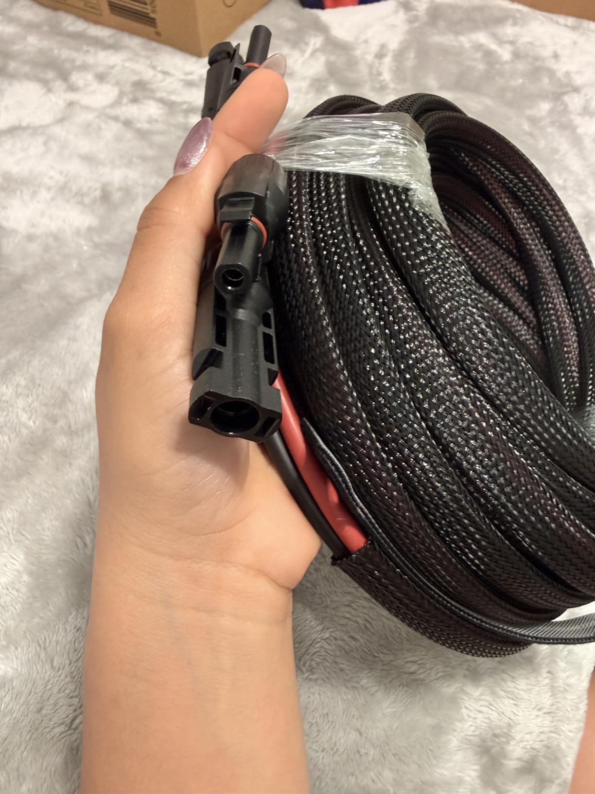Bateria Power 10AWG 30FT Solar Panel Extension Cable, Flame Retardant Protective Sleeving Twin Wire 10 Gauge Solar Cable with IP68 Female & Male Waterproof Connectors, Dust Caps for Home, RV customer photo 2
