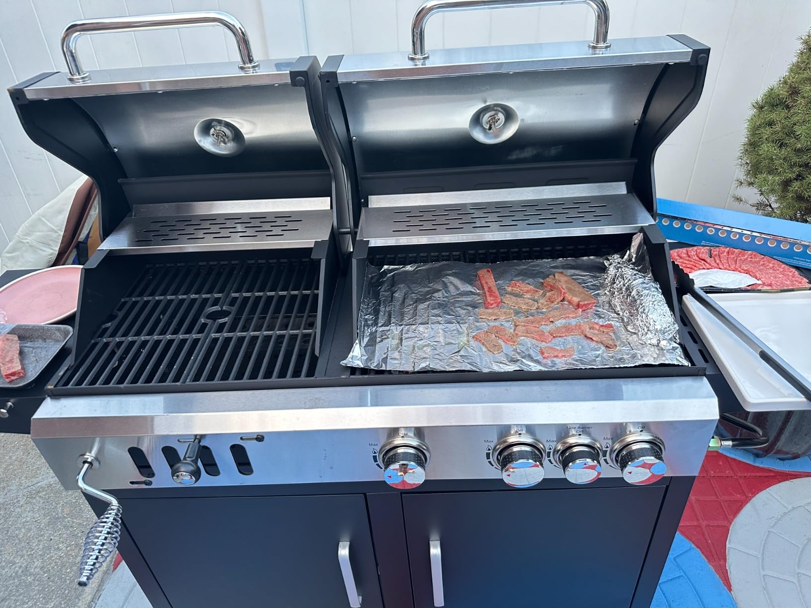 MFSTUDIO Gas and Charcoal Grill Combo w/Side Burner, Dual Fuel, Black customer photo 2