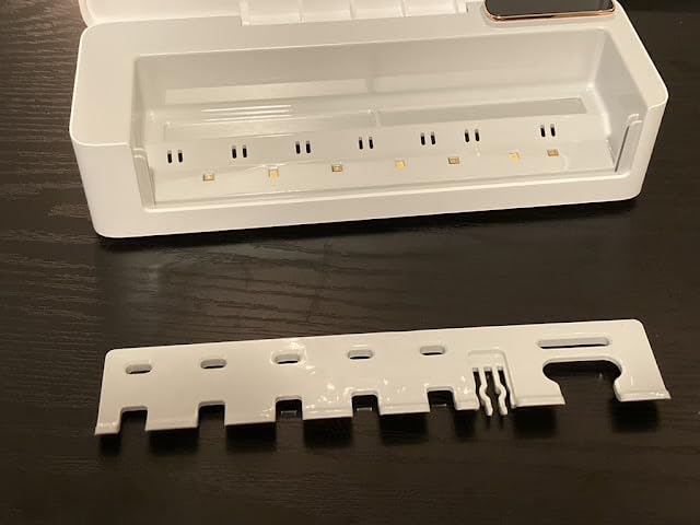 UV Toothbrush Sanitizer Holder for Bathrooms, 5+1+1 Slots Toothbrush Sanitizer and Holder, Rechargeable Cordless Wall Mounted Tooth Brush Holder with Heating Functions, No Drilling (White) customer photo 1
