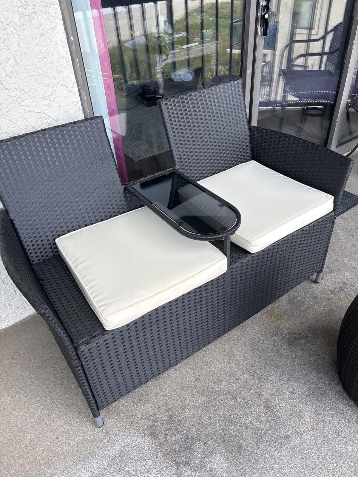 Yaheetech Patio Loveseat, Outdoor Wicker Double Chair w/Side Table customer photo 1