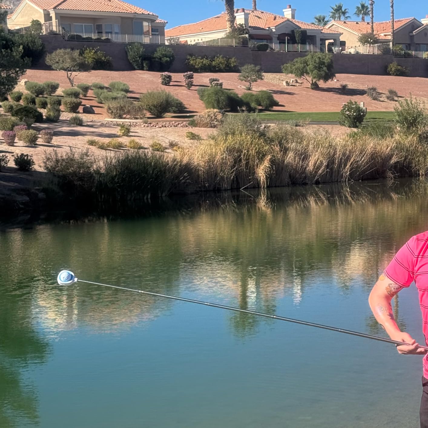 CHAMPKEY Pressure Golf Ball Retriever Performance Version - Thicken Stainless Steel Shaft with Rubber Grip Golf Retriever - Available in 9Ft / 12Ft / 14.5Ft / 16.3Ft customer photo 1