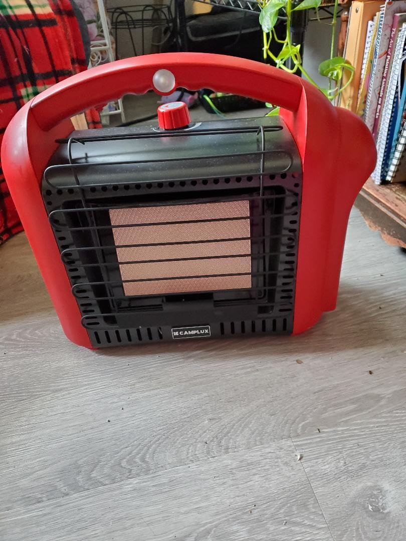 CAMPLUX Portable Propane Heater Outdoor and Indoor, 12000 BTU LP Gas Buddy Heater for Camping with ODS & Tip-over Protection, 1lb Propane Radiant Heating with LED light, Red customer photo 1