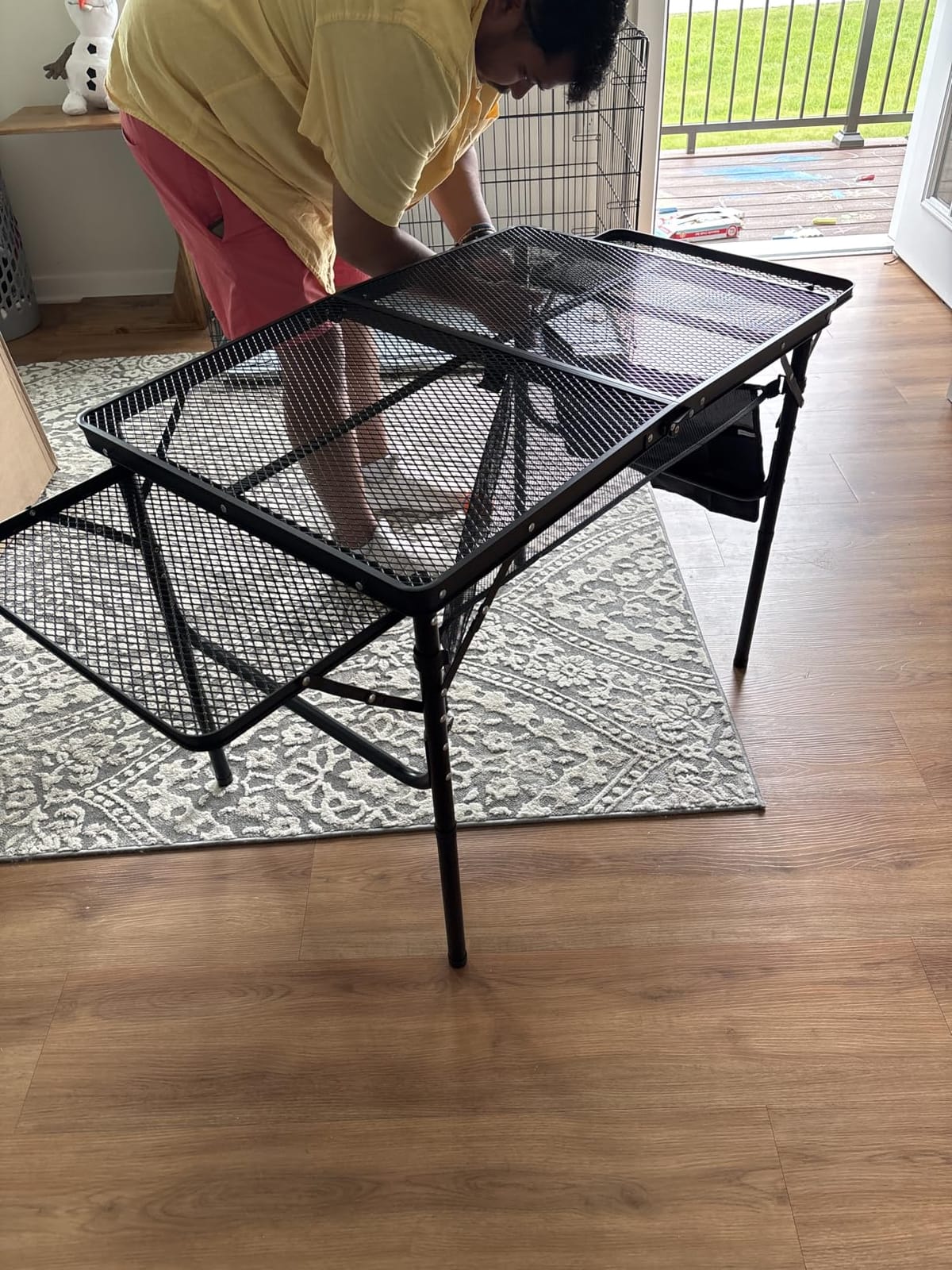 Folding Table w/ Carry Bag, Paper Towel Holder, Garbage Holder, Wing Panels, 3x2 FT Foldable Table for Portable Grill, Picnic, Outdoor, Beach, Small Folding Table Adjustable Height,Camping Table, BBQ customer photo 1