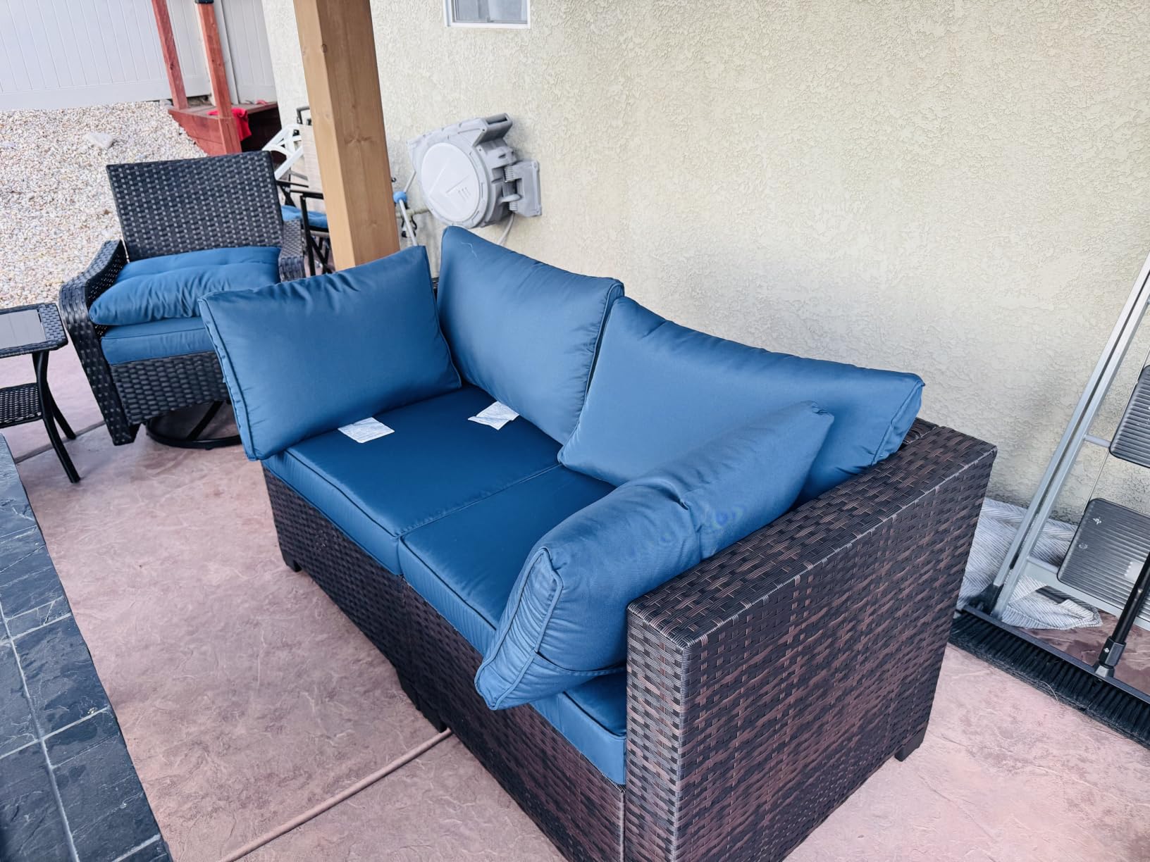 Kullavik 10 Piece Outdoor Patio Furniture Set with Fire Pit & Swivel Chairs customer photo 1