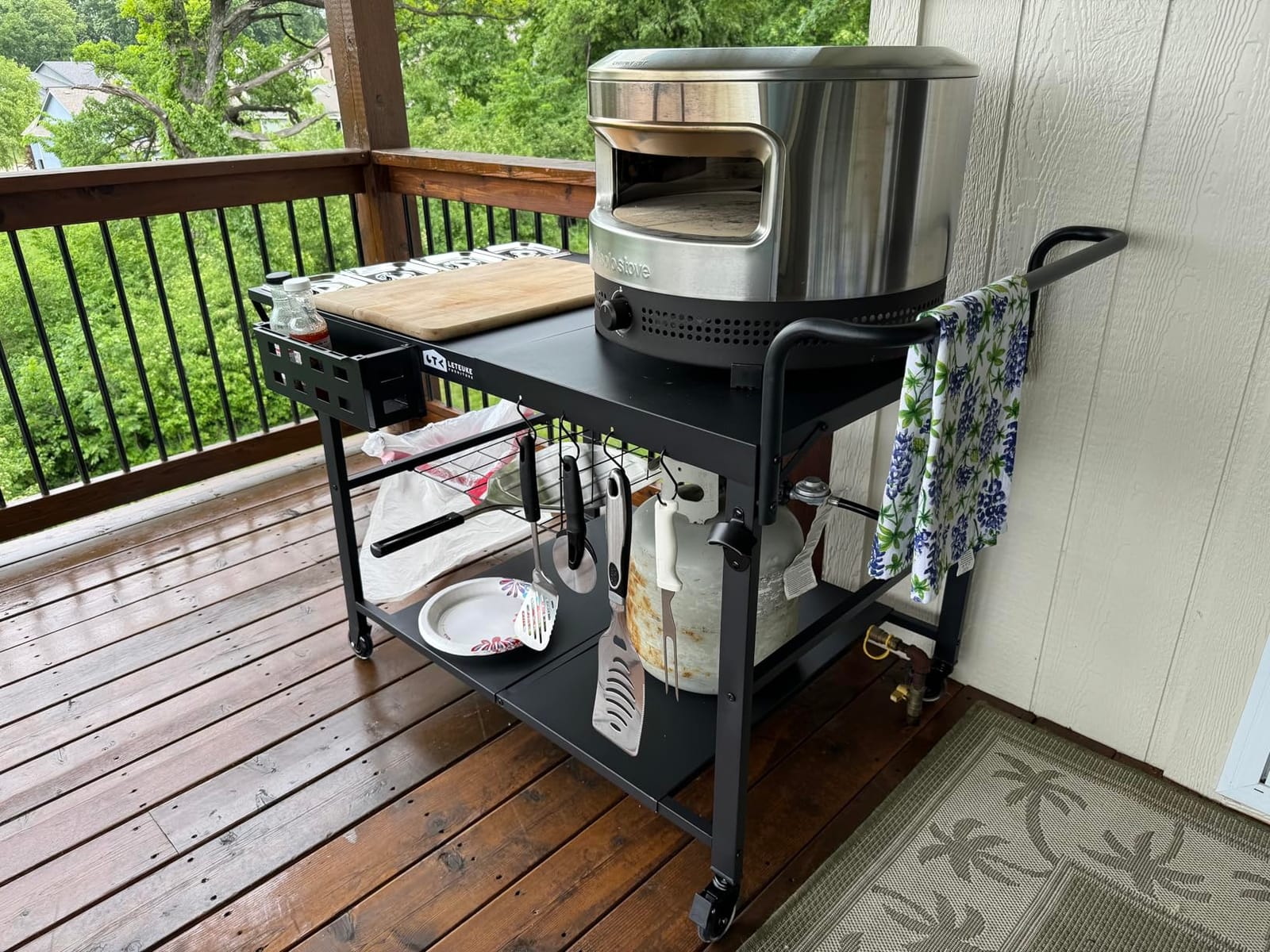 Pizza Oven Table Stand, Outdoor Grill Cart Table for Ninja Ooni Blackstone customer photo 1