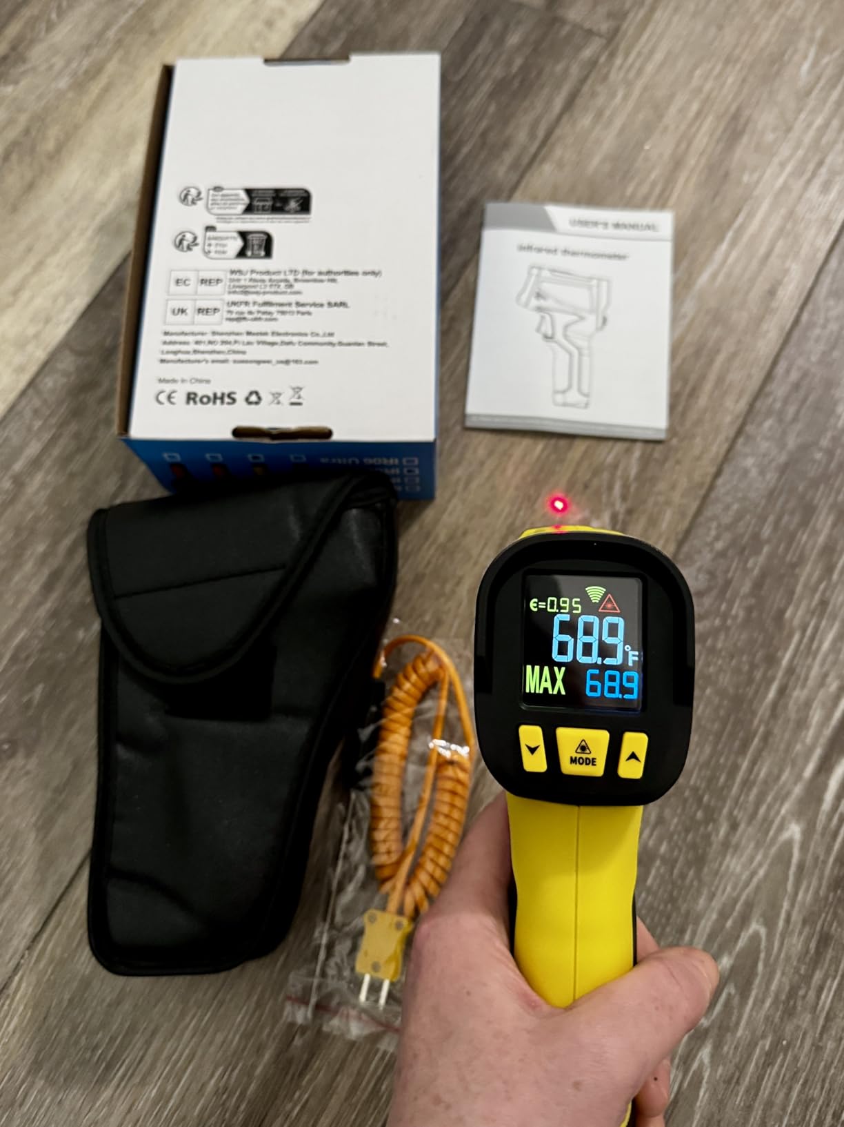 Infrared Thermometer Gun, Non Contact Digital Laser Thermometer Temperature Gun with Color LCD for Cooking, Pizza Oven, Griddle, BBQ, HVAC, Engine, Adjustable Emissivity -40°F to 1202°F(-40℃~650℃) customer photo 1