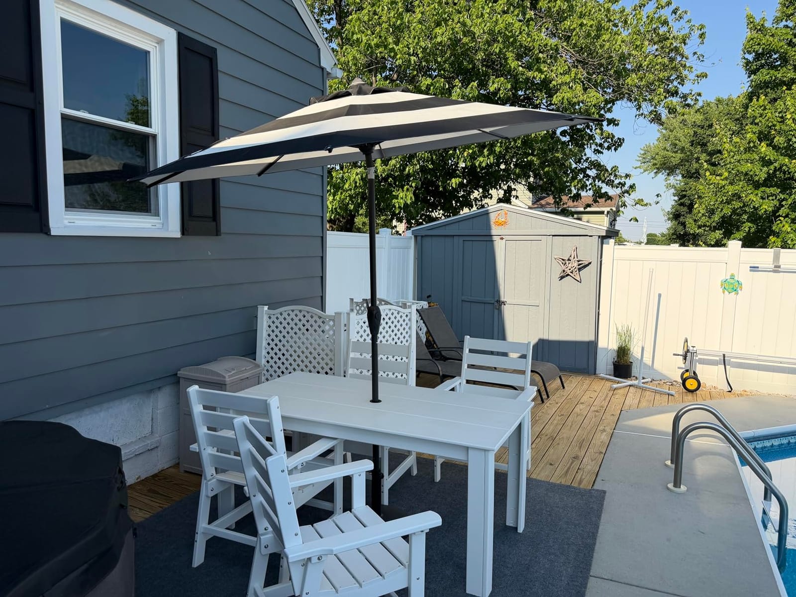 GREENVINES 7-piece Outdoor Dining Set, HDPE Table & 6 Chairs, Teak customer photo 1
