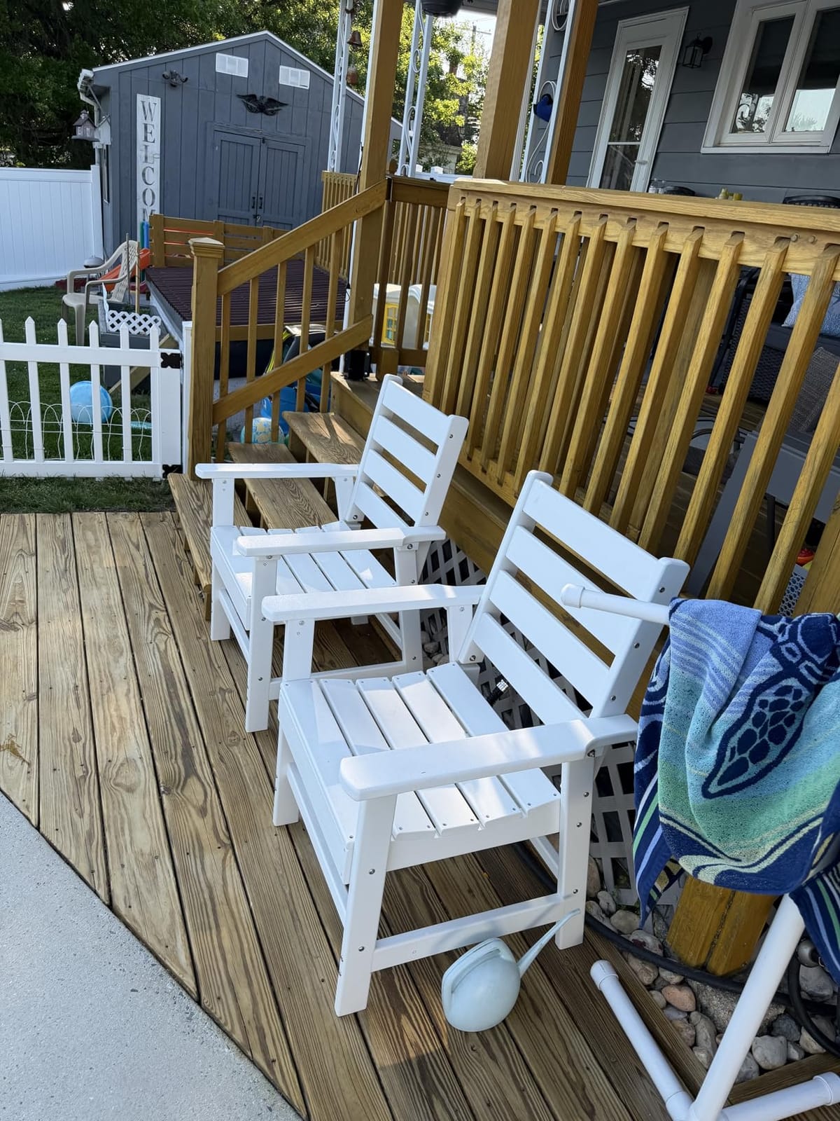 GREENVINES 7-piece Outdoor Dining Set, HDPE Table & 6 Chairs, Teak customer photo 2