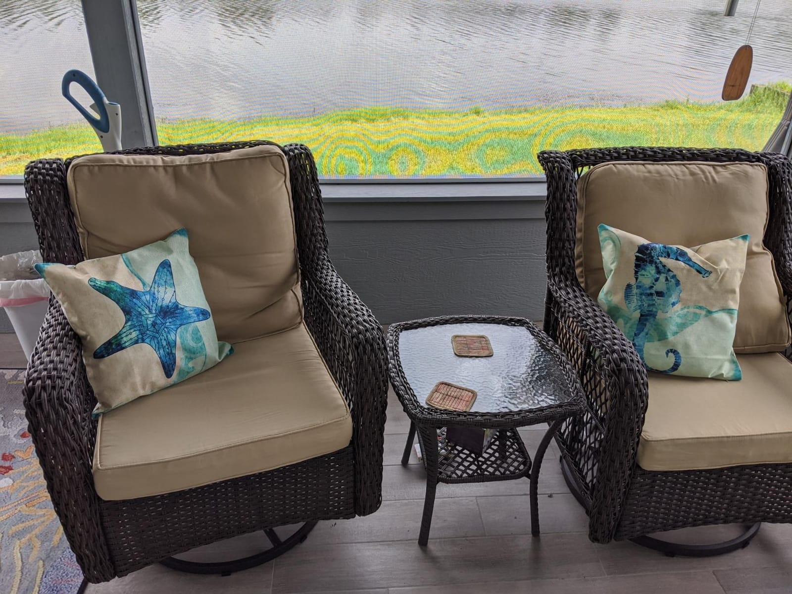 Aoxun 10-Piece Patio Furniture Set with 44'' Fire Pit Table, Luxury Outdoor Furniture Set with 360° Swivel Chairs, Patio Conversation Set for Backyard, Poolside & Garden, Beige/Gray customer photo 1